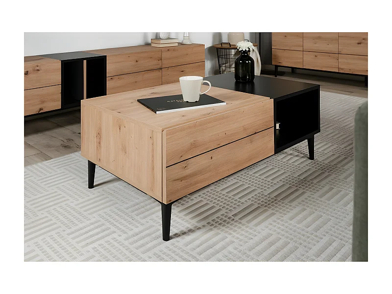 Finori Couchtisch Nola 55A Artisan-Eiche und Schwarz