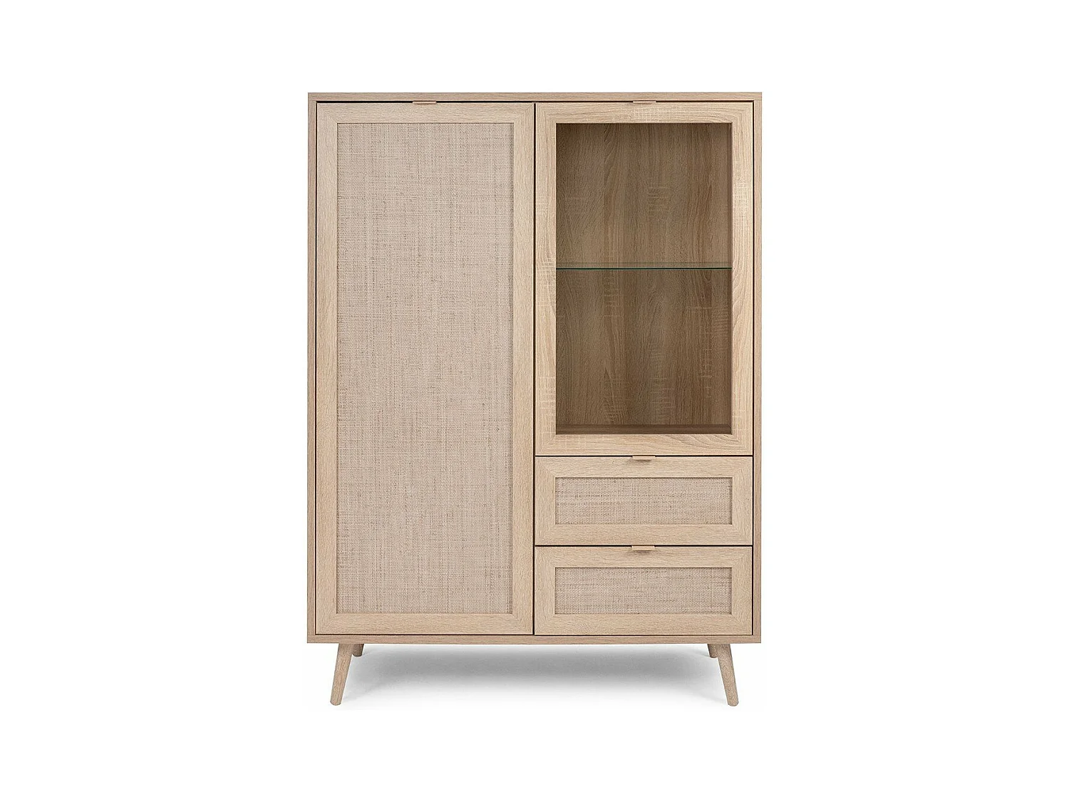 Credenza 2 ante 2 cassetti L101.5 cm - Stampa effetto rattan