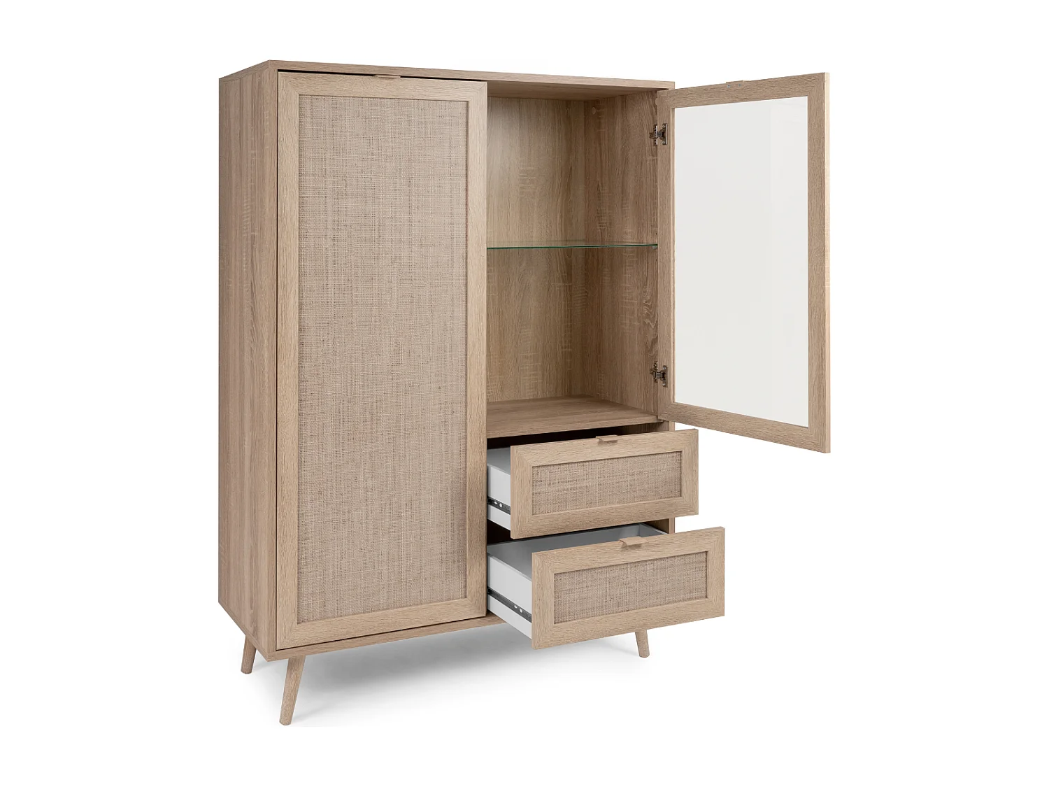 Buffetkast met 2 Deuren 2 Laden H139 cm - Rotanprint - Bali