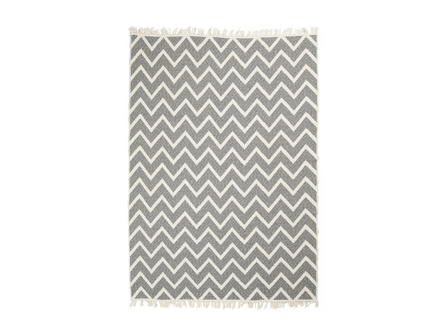 Tapis kilim reversible 160x230 en coton motif scandinave BY gris et crème