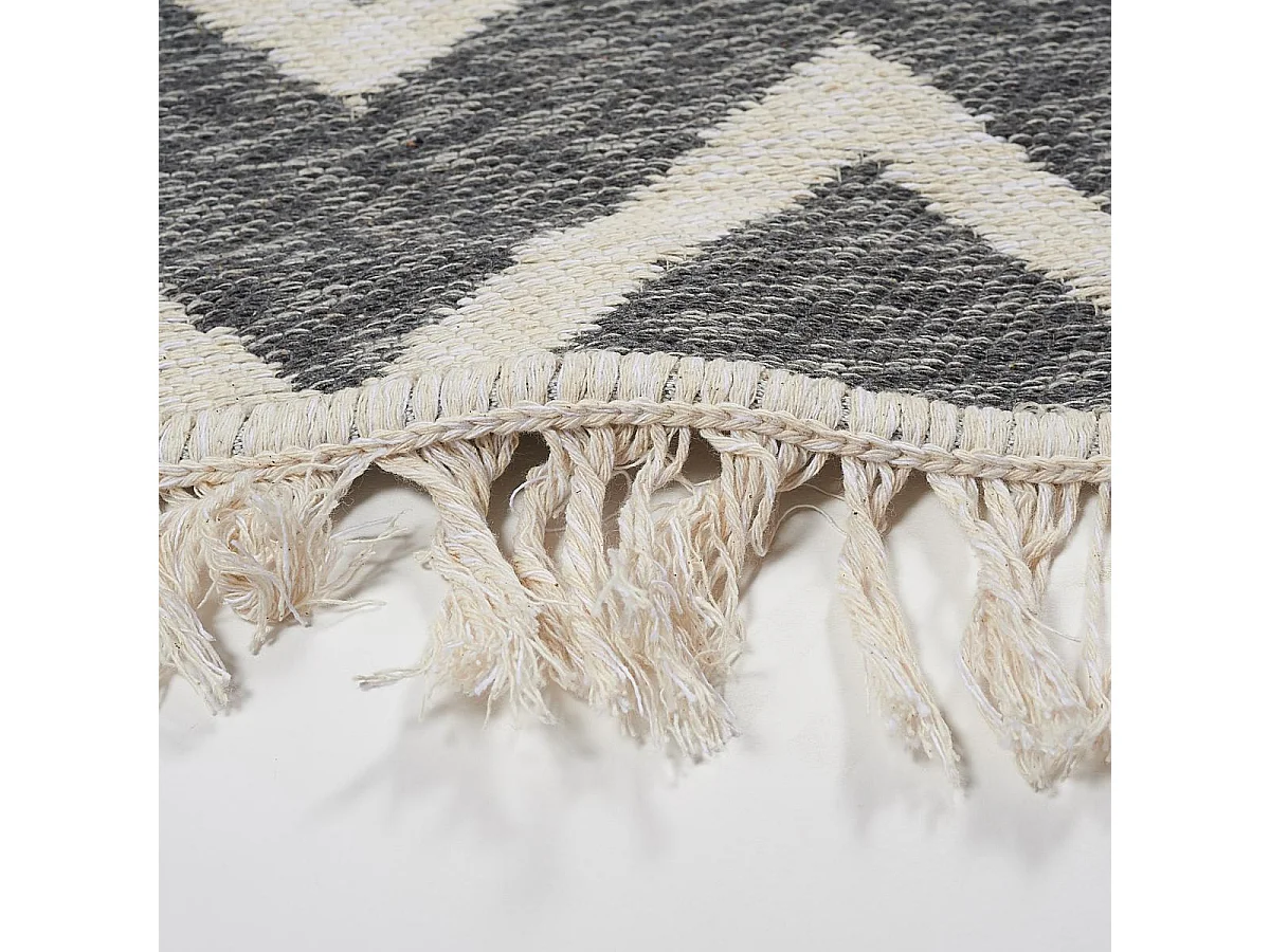 Tappeto kilim reversibile 160x230 in cotone modello scandinavo BY grigio e crema