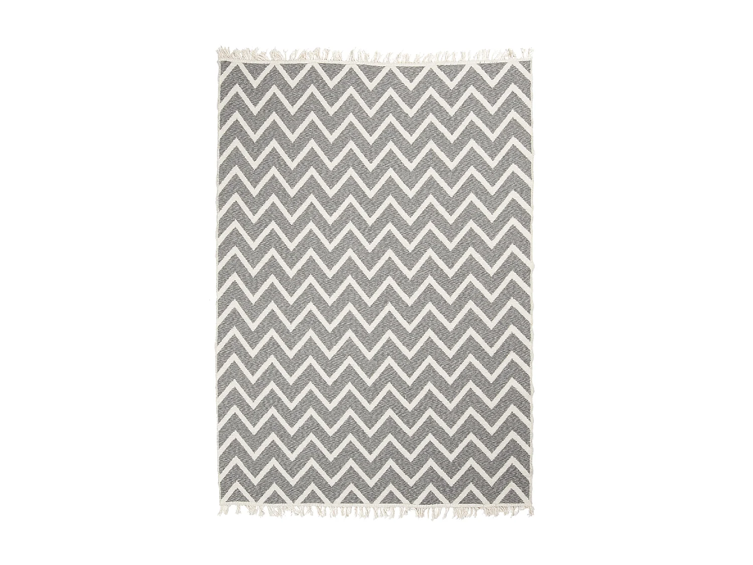 Tapis kilim reversible 160x230 en coton motif scandinave BY gris et crème