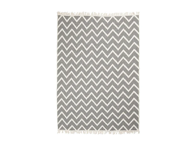 Tapis kilim reversible 160x230 en coton motif scandinave BY gris et crème