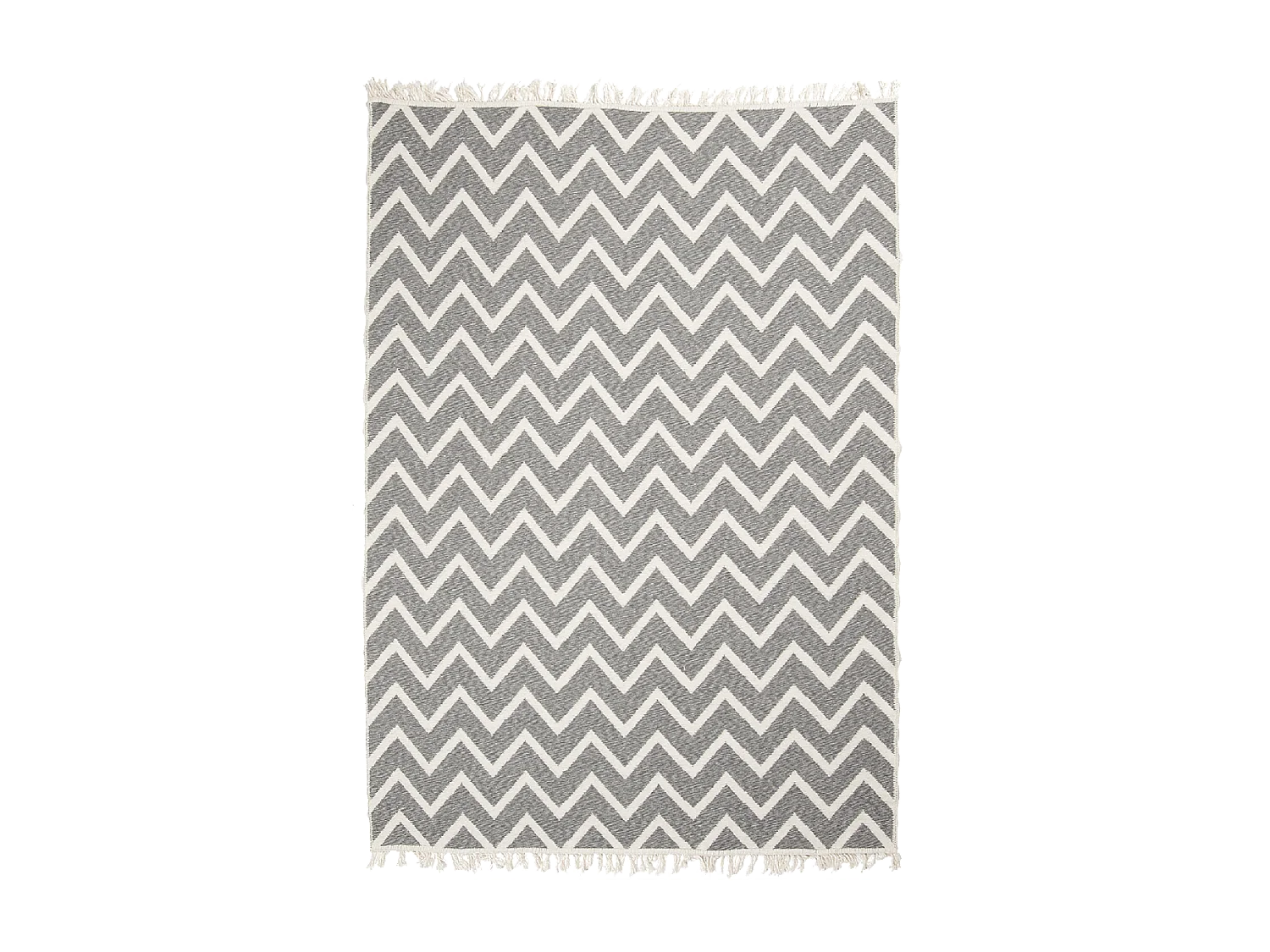 Tapis kilim reversible 120x160 en coton motif scandinave BY gris et crème