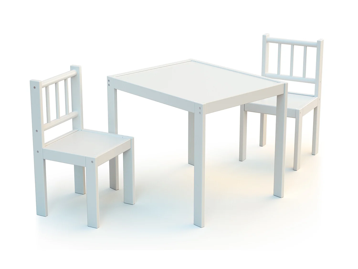 Ensemble 1 table + 2 chaises enfant en bois Blanc