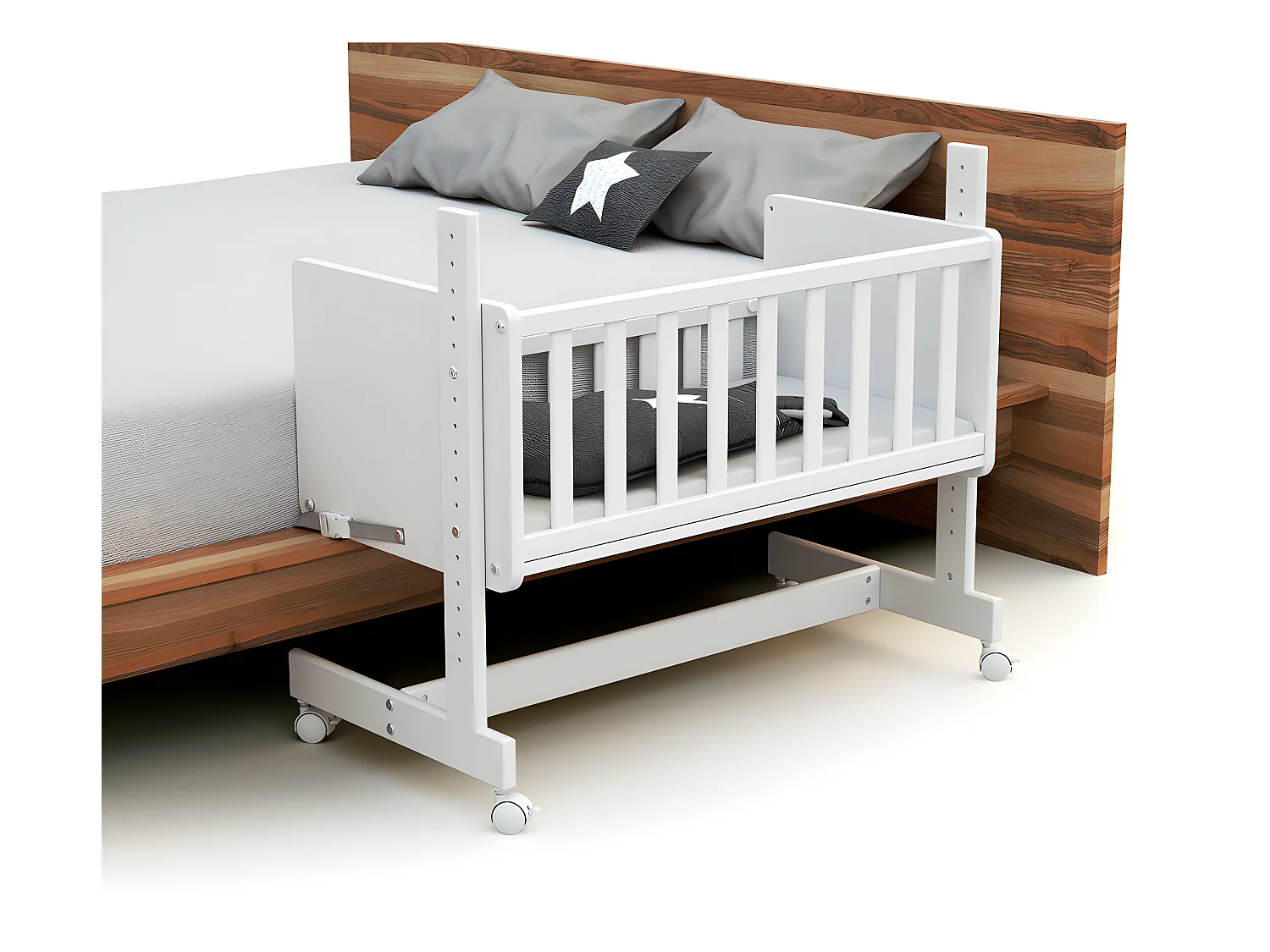 Umwandelbare Co-Sleeping-Wiege CONFORT Holz Weiß 40 x 80