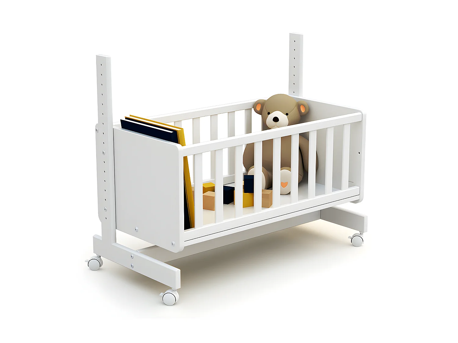 Umwandelbare Co-Sleeping-Wiege CONFORT Holz Weiß 40 x 80