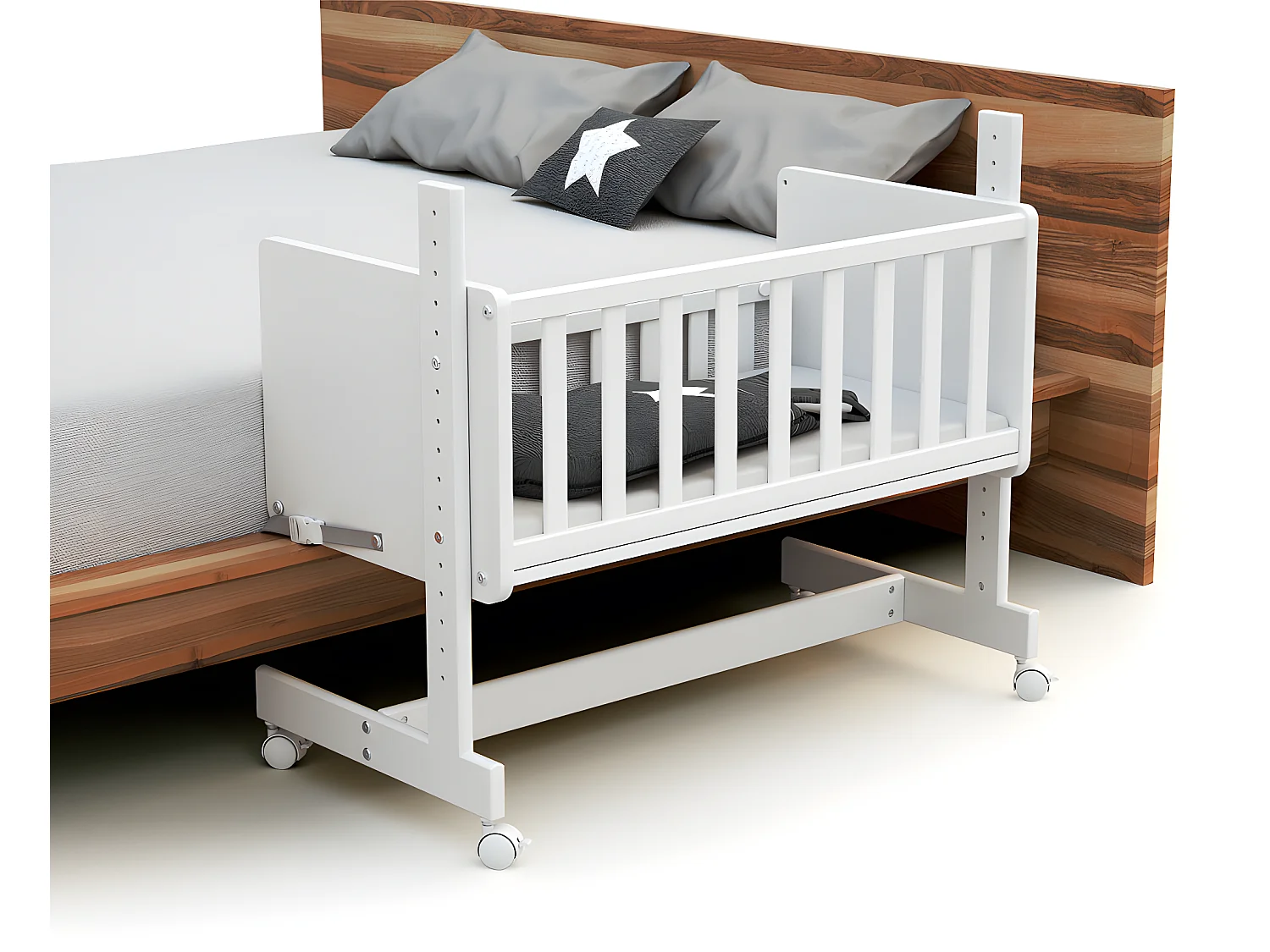 Omvormbaar wiegje voor co-sleeping CONFORT in hout Wit 40 x 80 cm