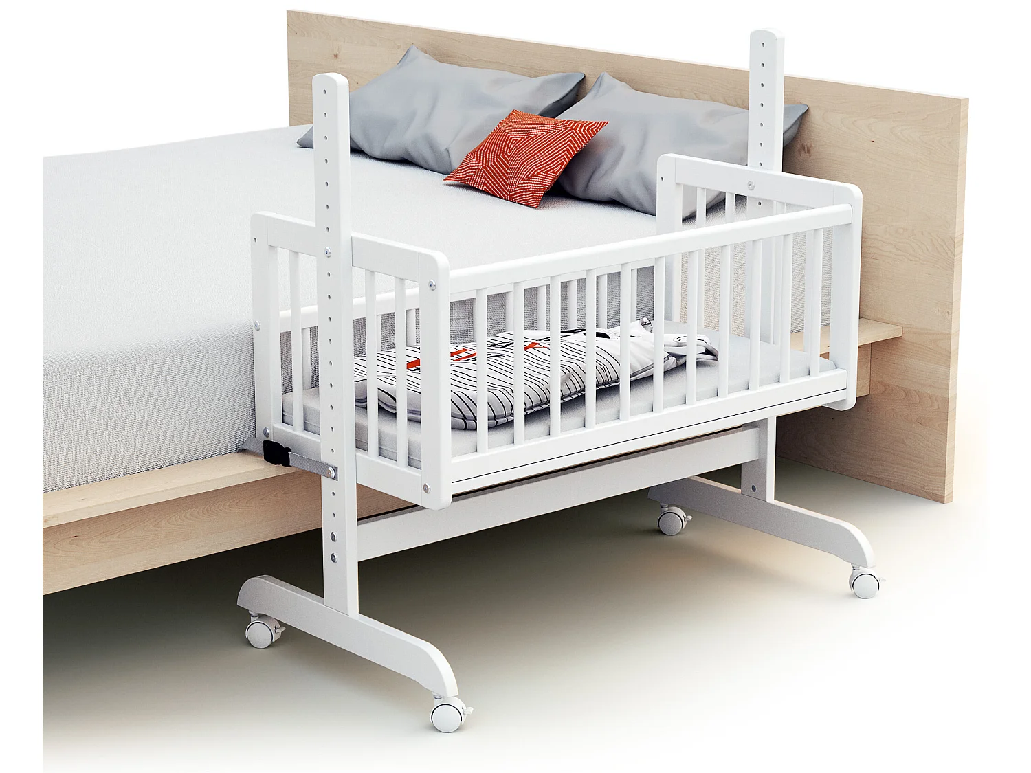 Cuna colecho bebé evolutiva ESSENTIEL madera - Blanco - 40 x 80 - 88 x 52 x 90 cm