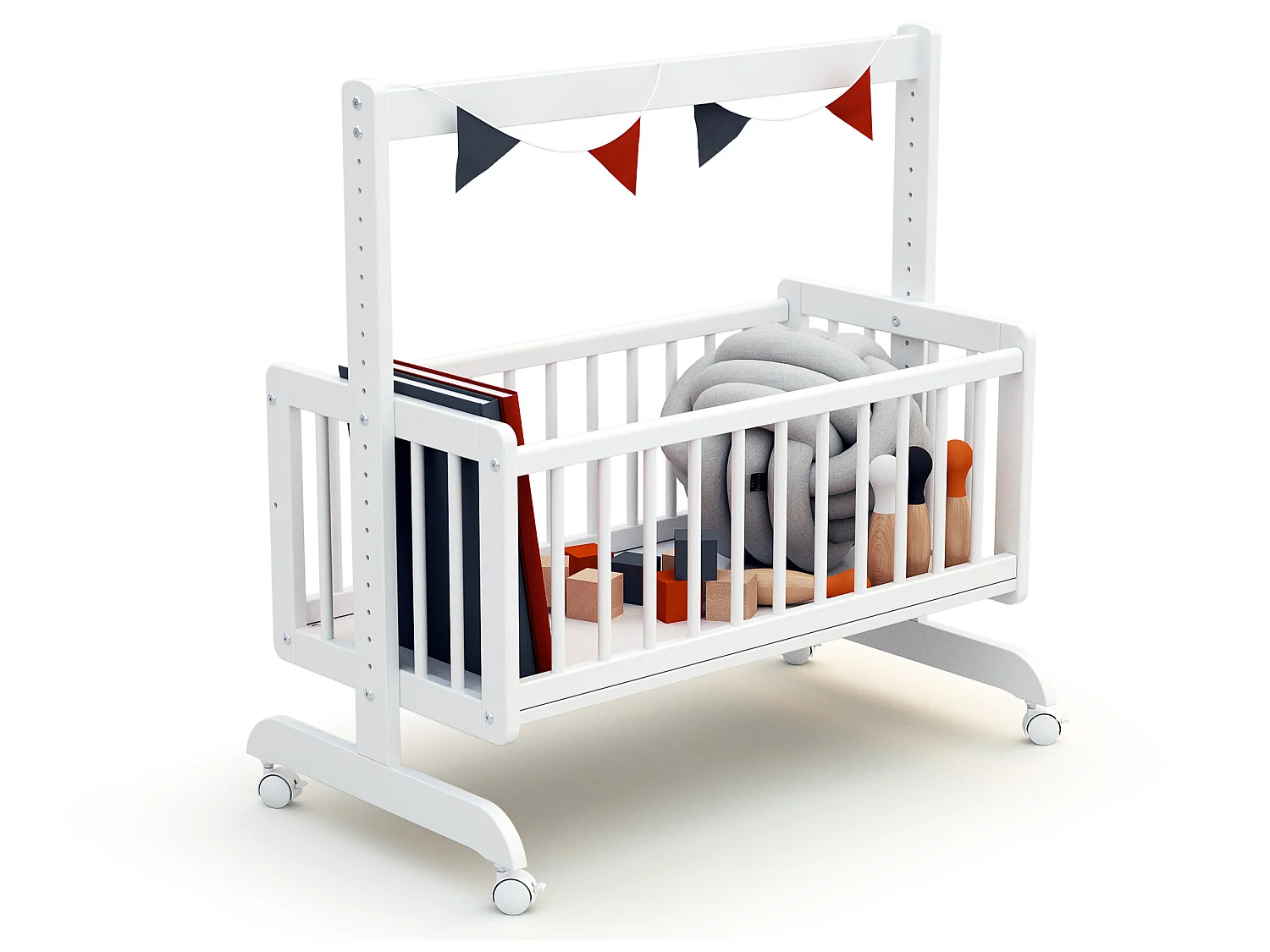 Cuna colecho bebé evolutiva ESSENTIEL madera - Blanco - 40 x 80 - 88 x 52 x 90 cm