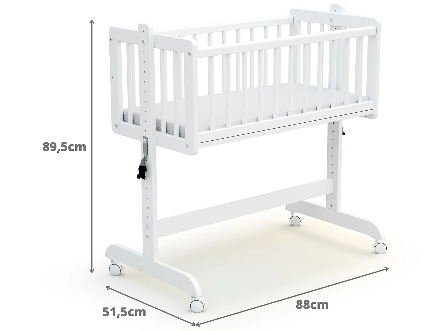 Cuna colecho bebé evolutiva ESSENTIEL madera - Blanco - 40 x 80 - 88 x 52 x 90 cm