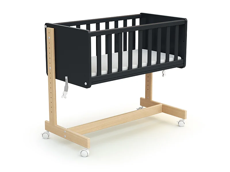 Culla co-sleeping evolutiva ESSENTIEL legno - Grafite Grigio/Faggio - 40 x 80 - 88 x 45,50 x 79,50 cm