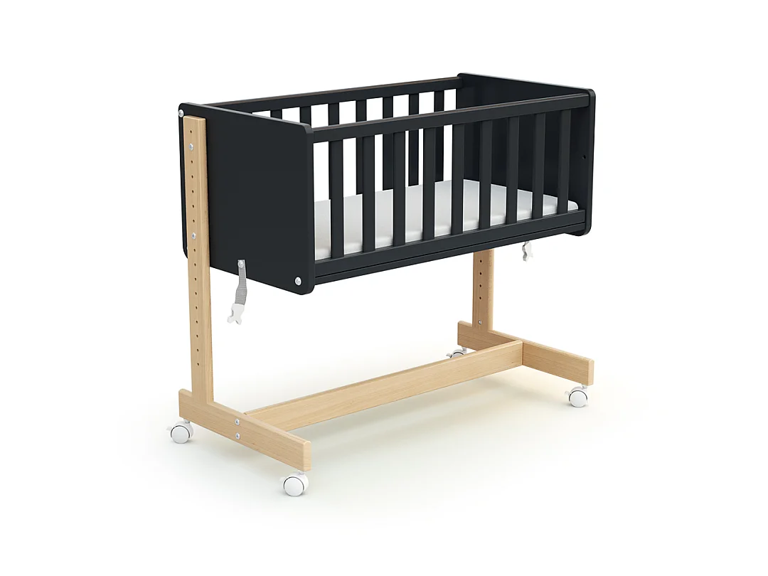 Culla co-sleeping evolutiva ESSENTIEL legno - Grafite Grigio/Faggio - 40 x 80 - 88 x 45,50 x 79,50 cm