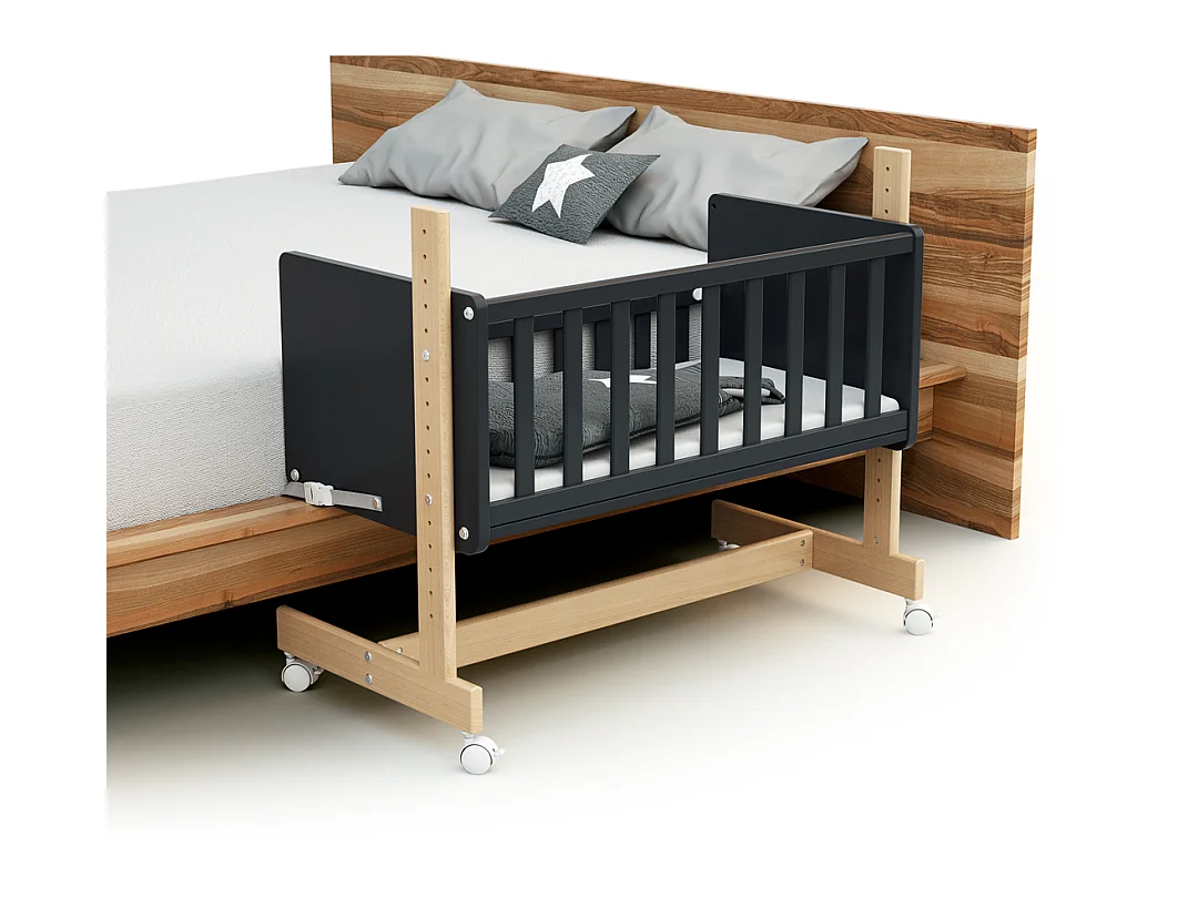 Culla co-sleeping evolutiva ESSENTIEL legno - Grafite Grigio/Faggio - 40 x 80 - 88 x 45,50 x 79,50 cm