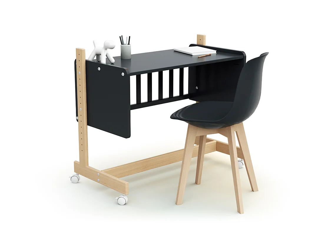 Culla co-sleeping evolutiva ESSENTIEL legno - Grafite Grigio/Faggio - 40 x 80 - 88 x 45,50 x 79,50 cm