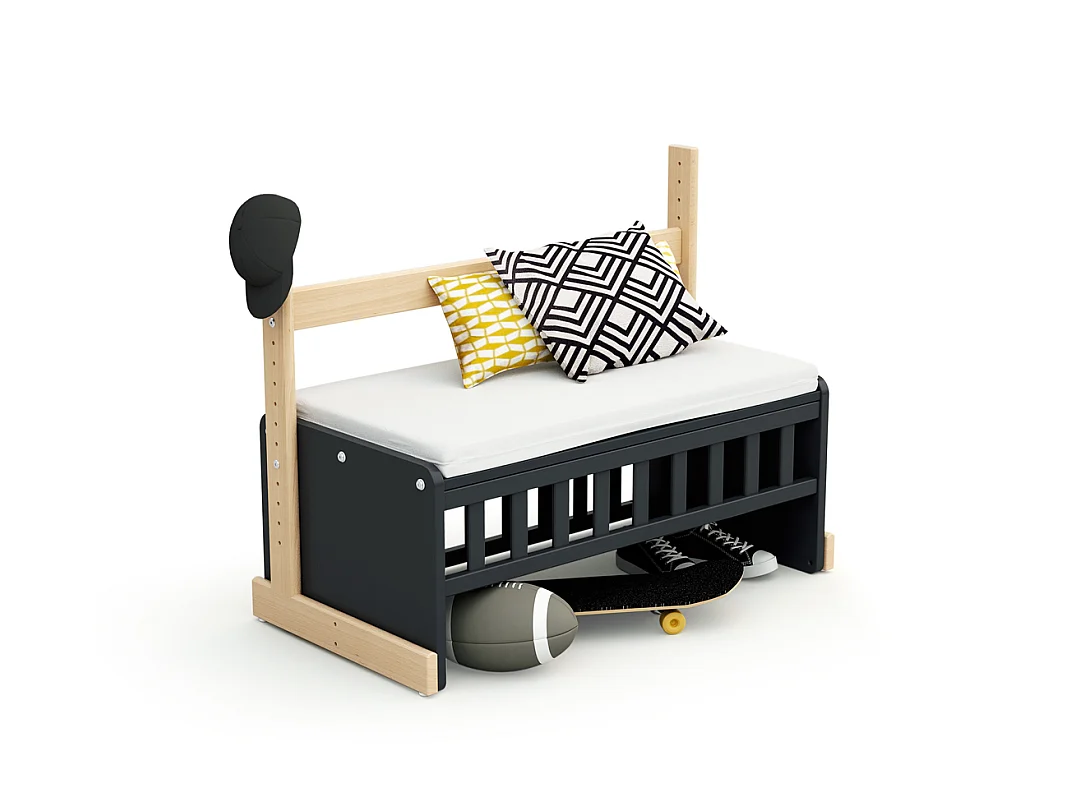 Culla co-sleeping evolutiva ESSENTIEL legno - Grafite Grigio/Faggio - 40 x 80 - 88 x 45,50 x 79,50 cm