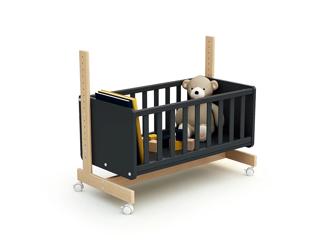 Culla co-sleeping evolutiva ESSENTIEL legno - Grafite Grigio/Faggio - 40 x 80 - 88 x 45,50 x 79,50 cm