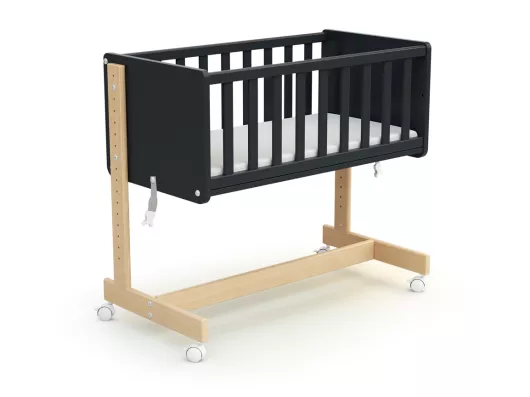 Kauf Unique Umwandelbare Co-Sleeping-Wiege CONFORT Holz Graphitgrau und Buche Lackiert 40 x 80