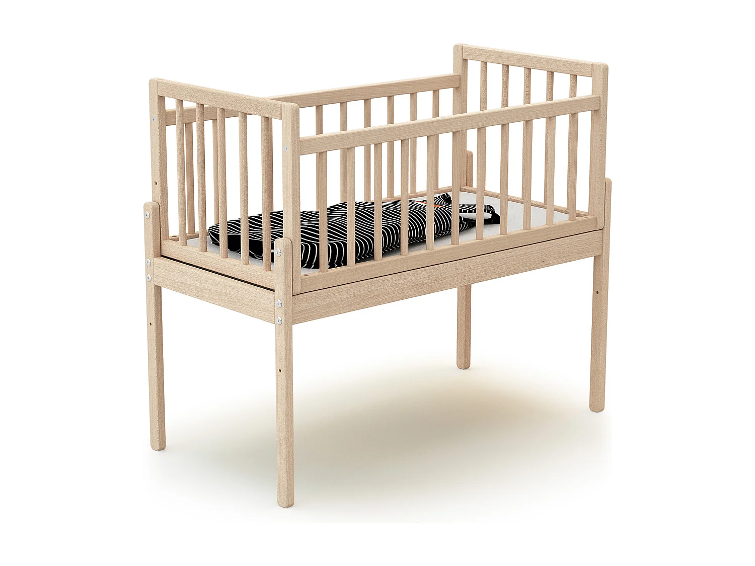 Culla co-sleeping in legno Faggio grezzo 40 x 80 cm