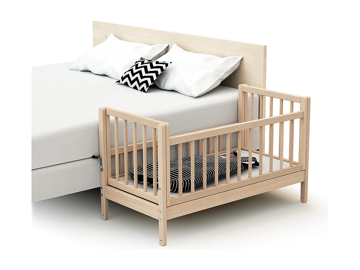 Culla co-sleeping in legno Faggio grezzo 40 x 80 cm