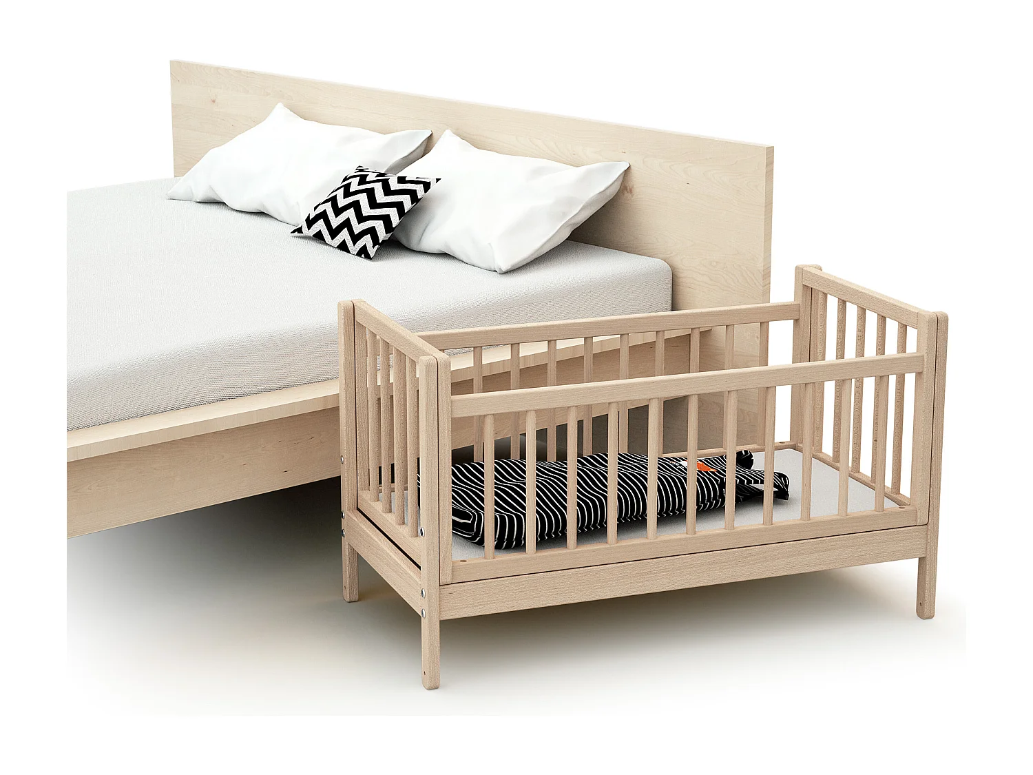 Culla co-sleeping in legno Faggio grezzo 40 x 80 cm