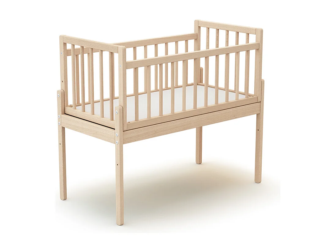 Culla co-sleeping in legno Faggio grezzo 40 x 80 cm