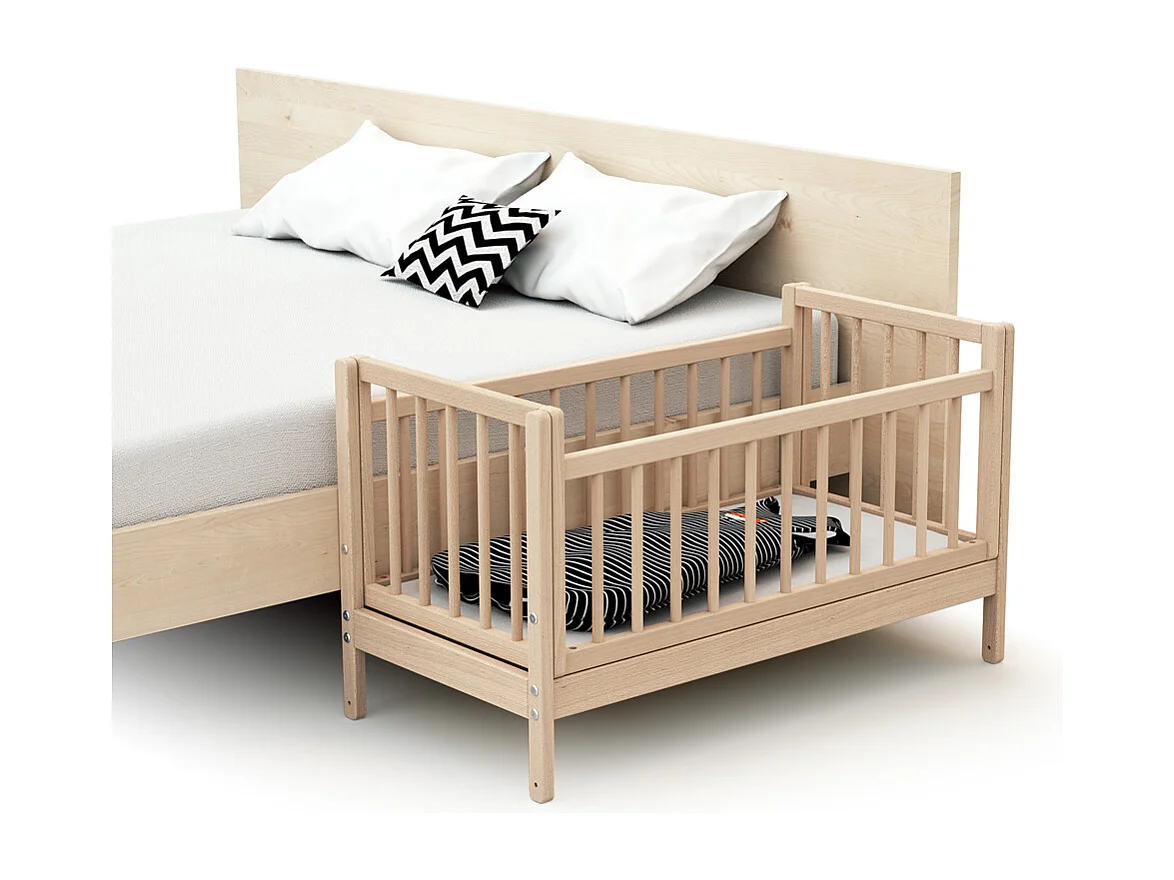 Culla co-sleeping in legno Faggio grezzo 40 x 80 cm