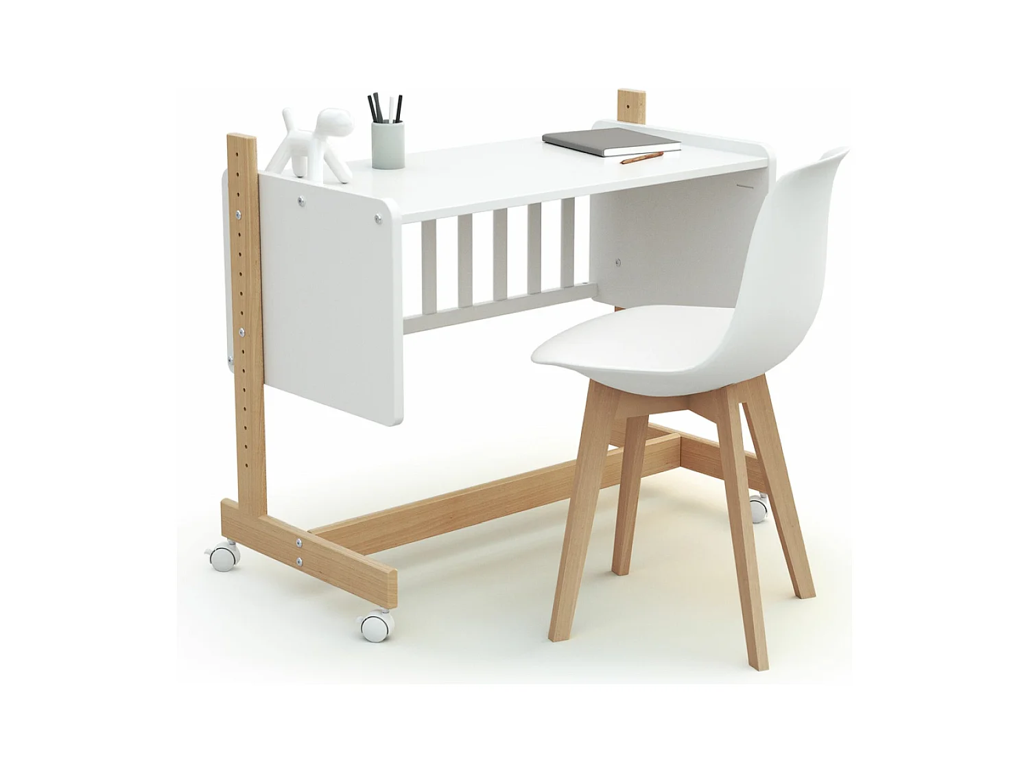 Culla co-sleeping evolutiva ESSENTIEL legno - Bianco/Faggio natural - 40 x 80 - 88 x 45,50 x 79,50 cm