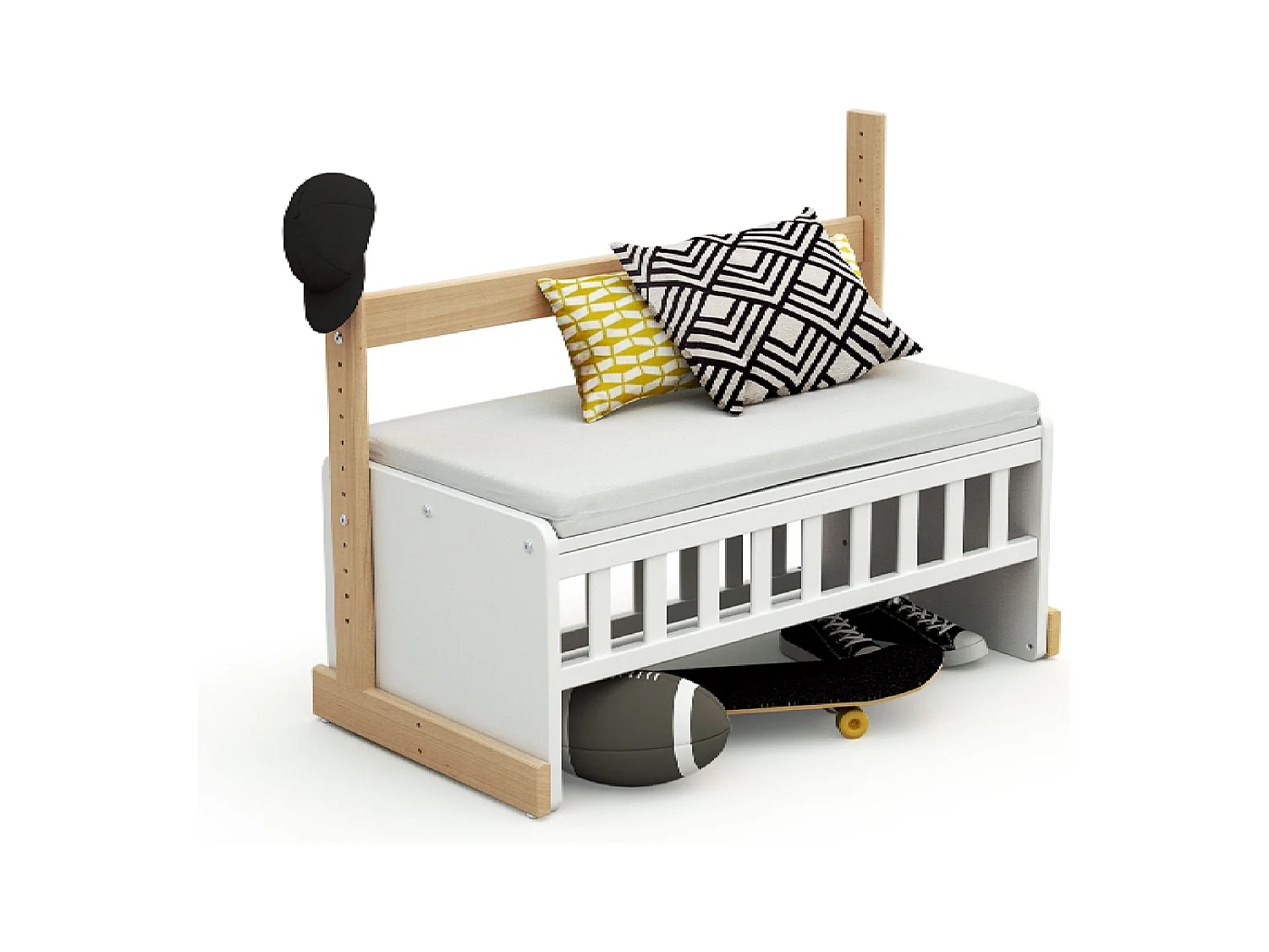 Culla co-sleeping evolutiva ESSENTIEL legno - Bianco/Faggio natural - 40 x 80 - 88 x 45,50 x 79,50 cm