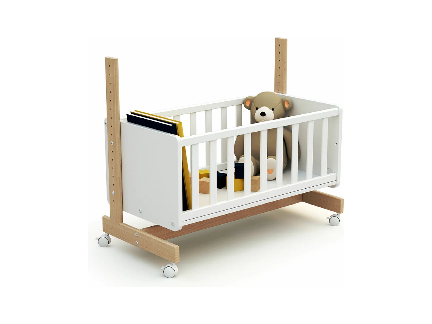Culla co-sleeping evolutiva ESSENTIEL legno - Bianco/Faggio natural - 40 x 80 - 88 x 45,50 x 79,50 cm