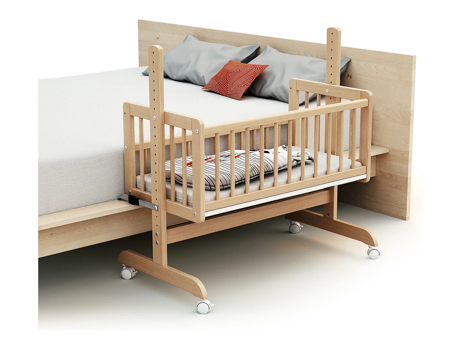 Culla co-sleeping evolutiva ESSENTIEL legno - Faggio verni - 40 x 80 - 88 x 52 x 90 cm
