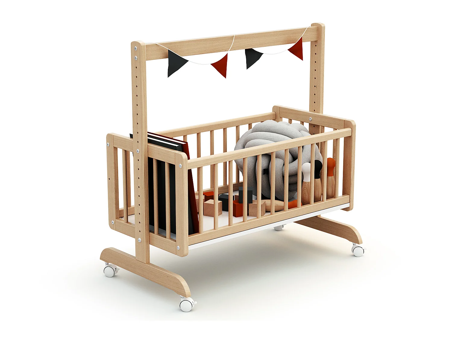 Culla co-sleeping evolutiva ESSENTIEL legno - Faggio verni - 40 x 80 - 88 x 52 x 90 cm