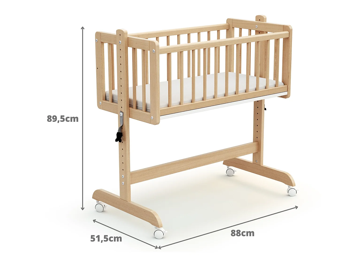 Culla co-sleeping evolutiva ESSENTIEL legno - Faggio verni - 40 x 80 - 88 x 52 x 90 cm