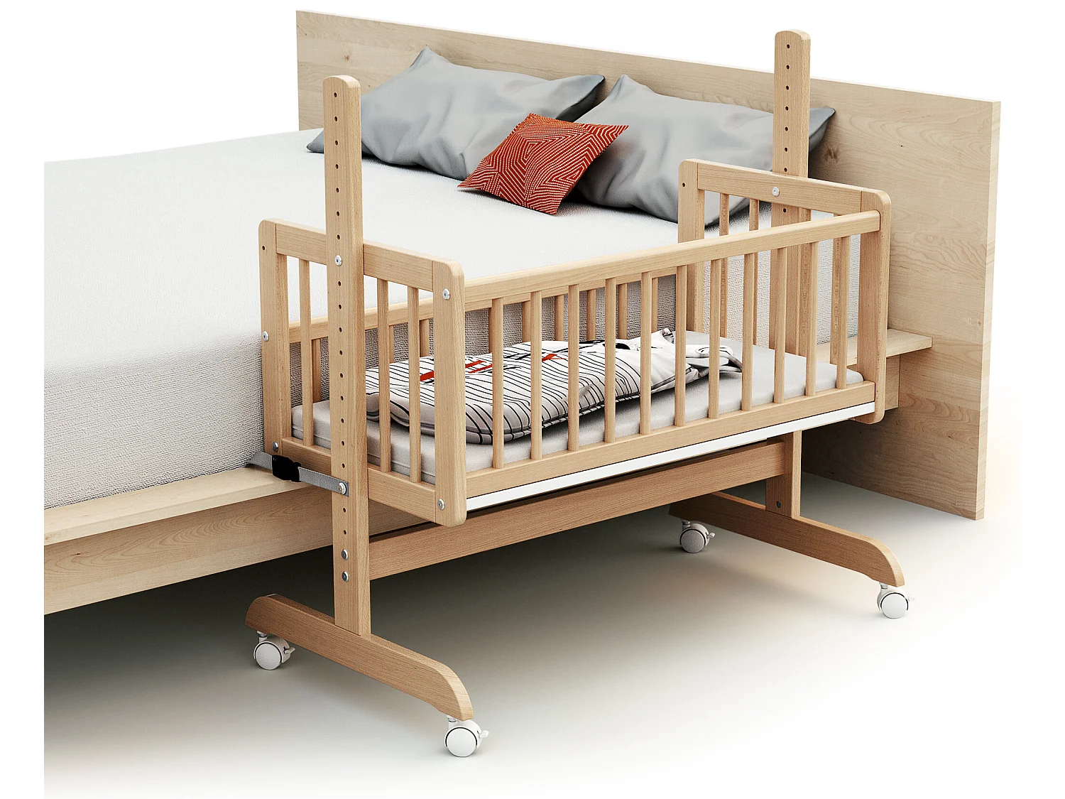 Omvormbaar wiegje voor co-sleeping ESSENTIEL in hout Beuken Gelakt 40 x 80 cm