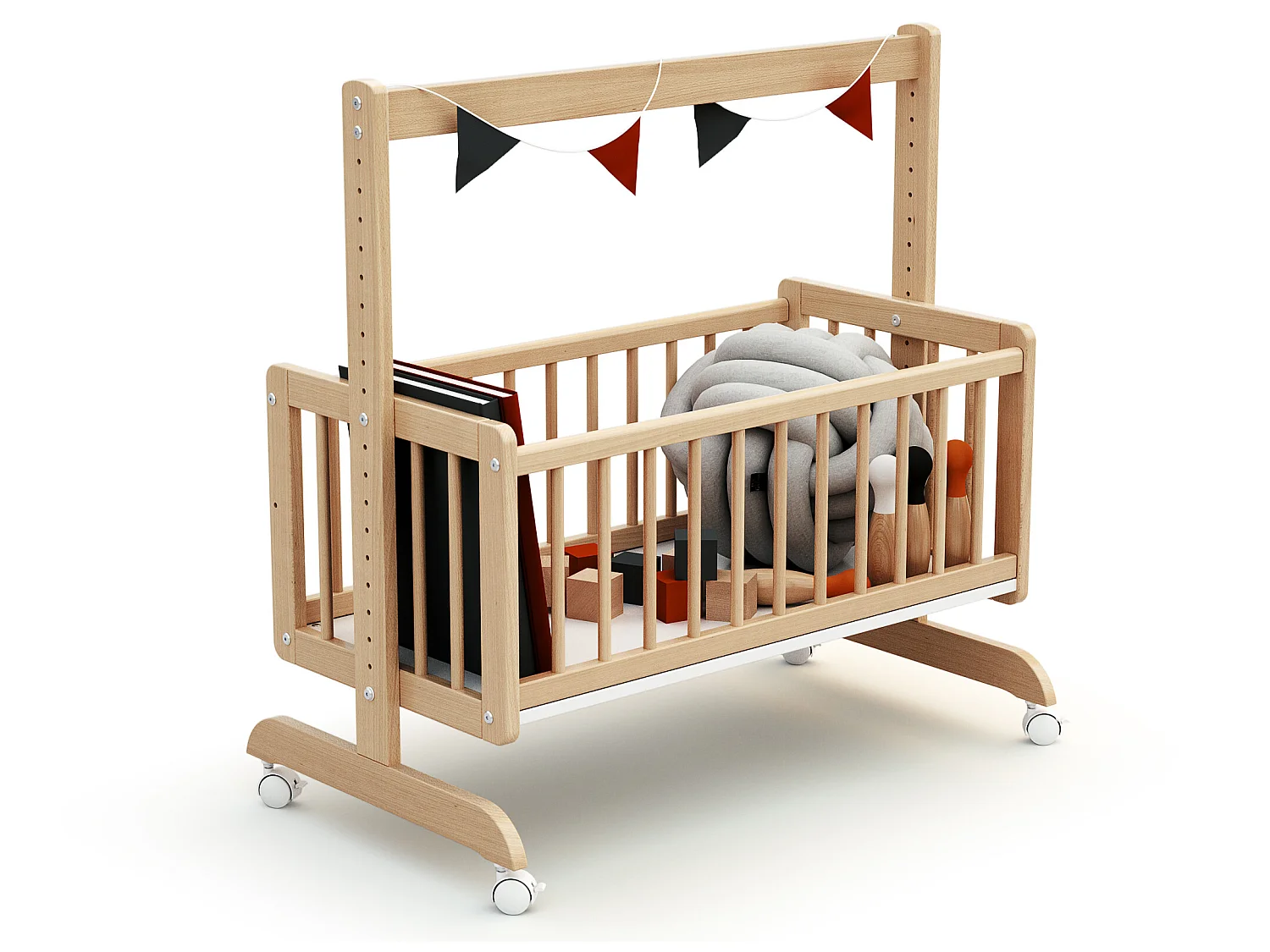 Omvormbaar wiegje voor co-sleeping ESSENTIEL in hout Beuken Gelakt 40 x 80 cm