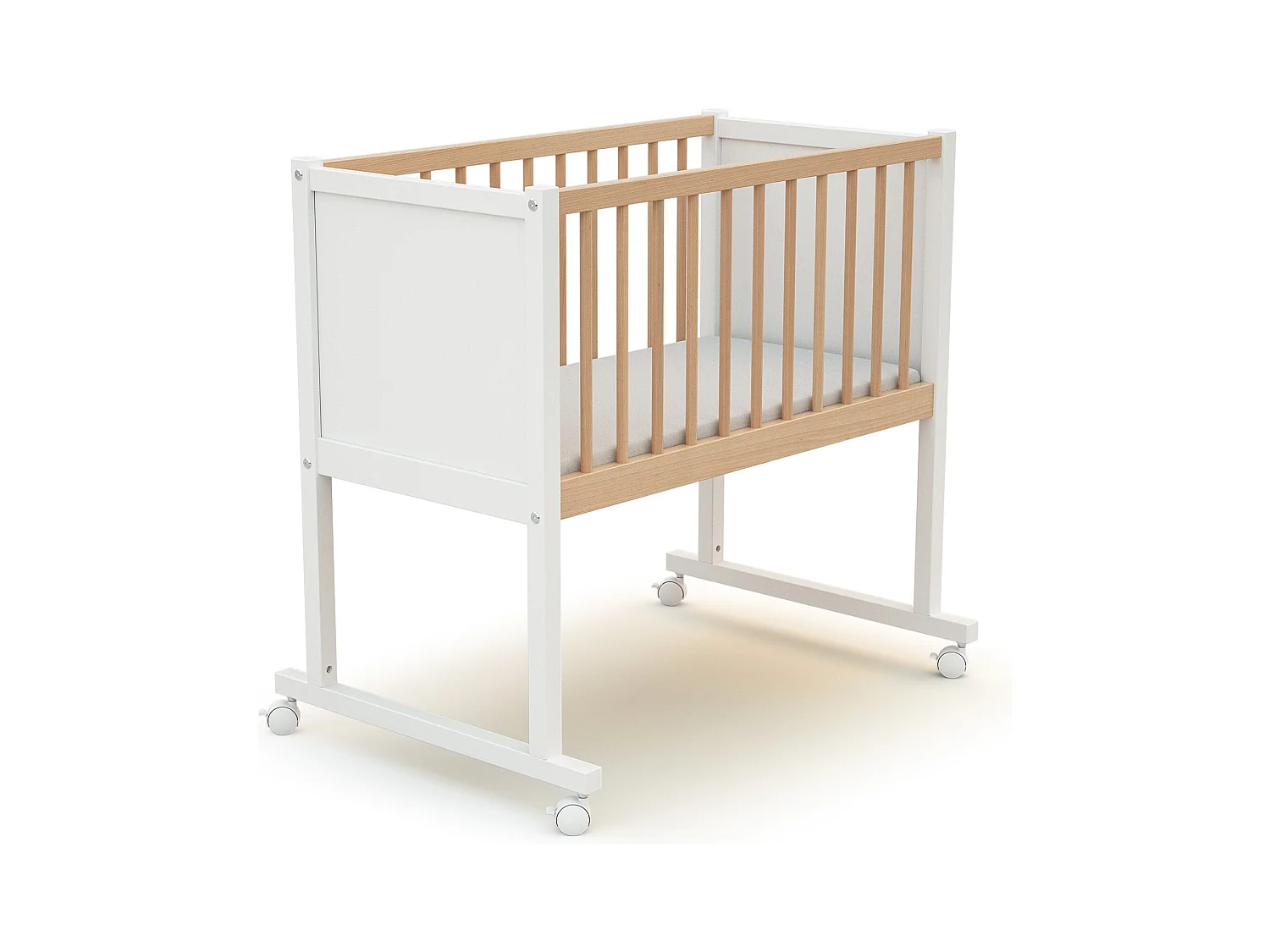 Wieg CONFORT in hout Wit en Beuken 40 x 80 cm