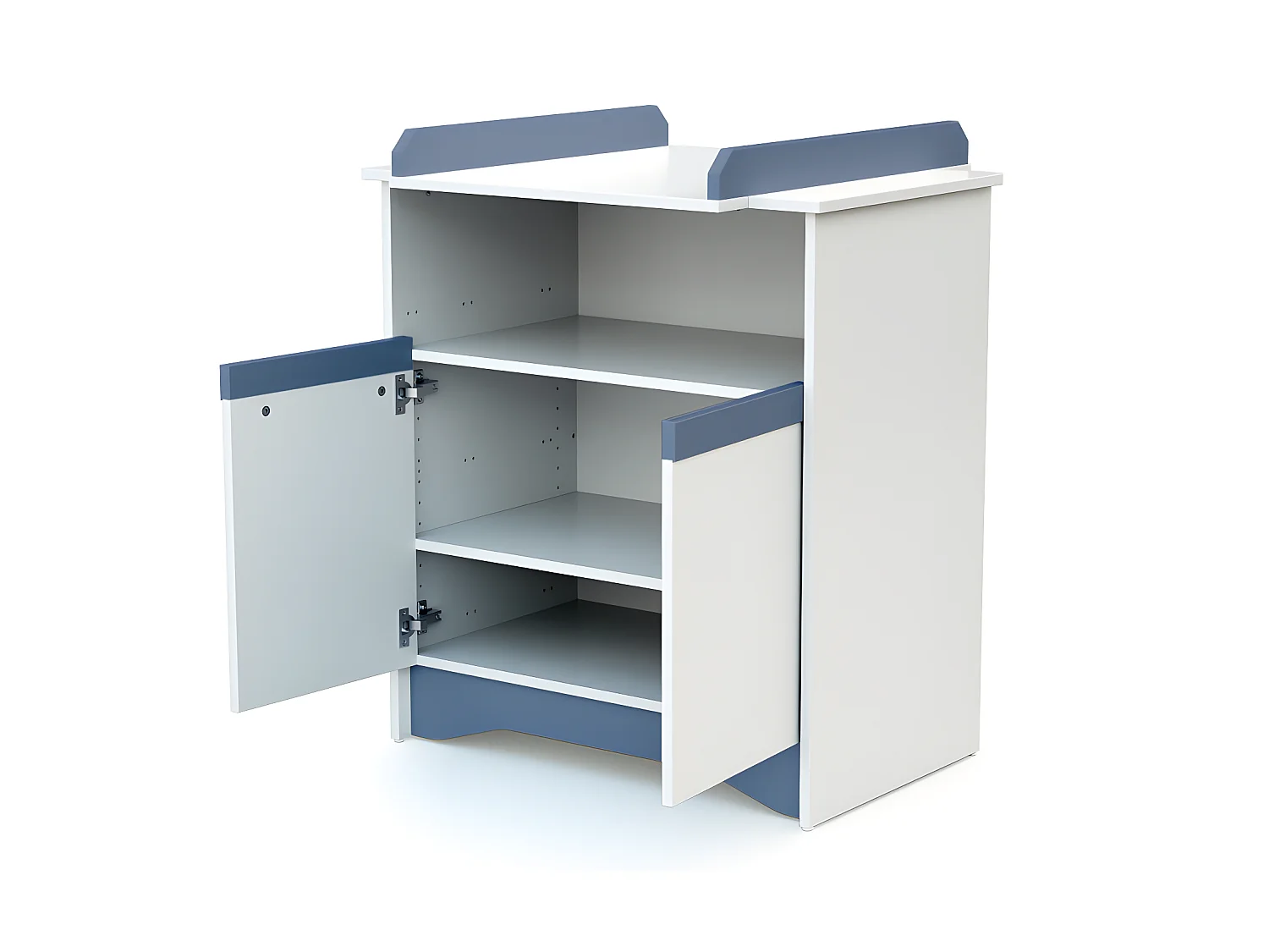 Wickelkommode 2 Türen COTILLON Holz Weiß und Blau