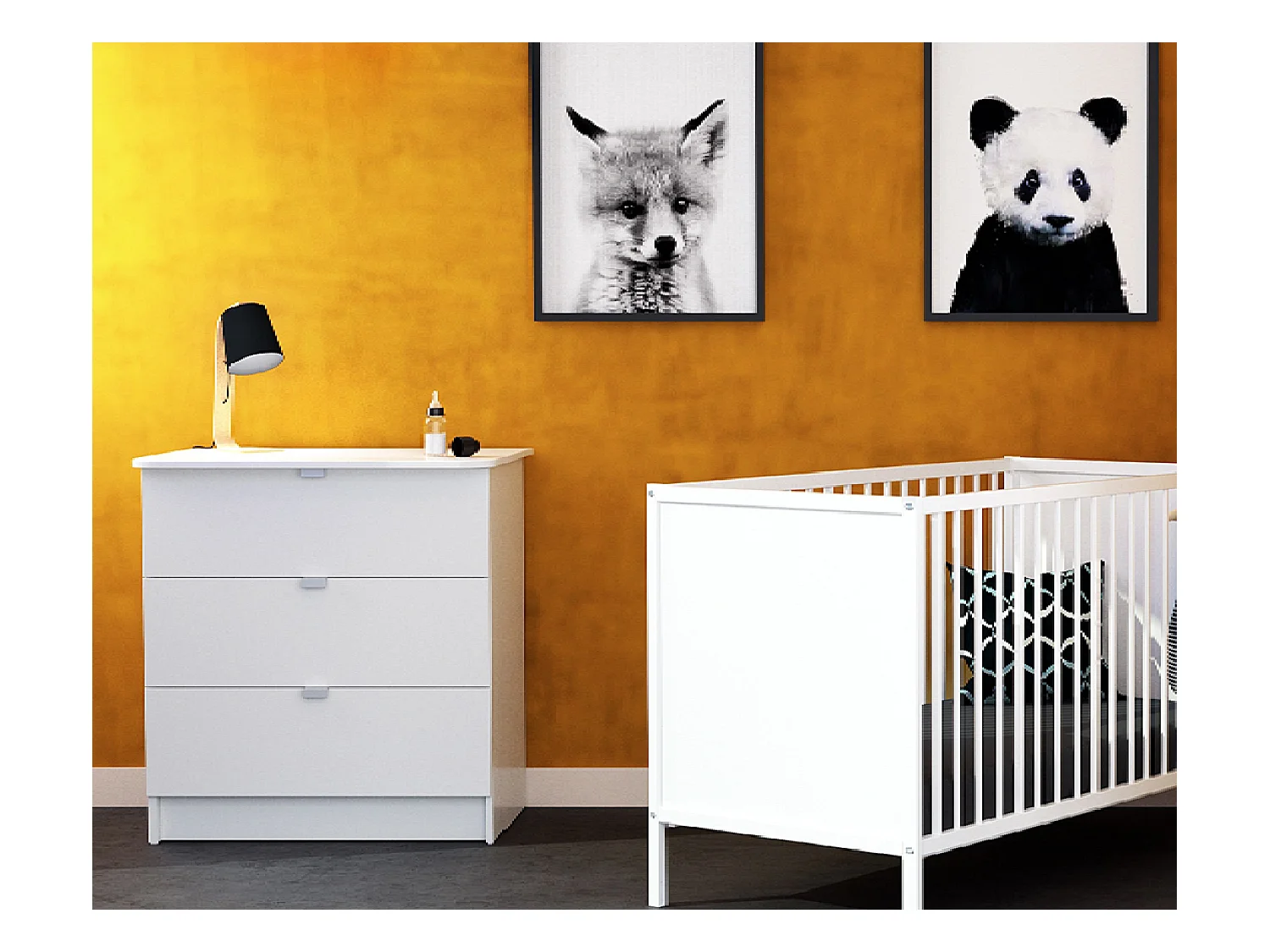 Wickelkommode 3 Schubladen Holz Weiß  ALBA