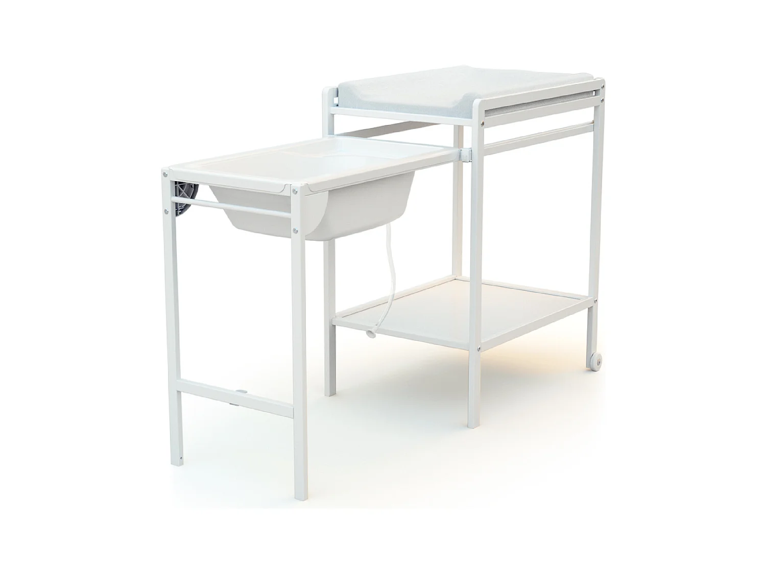 Mesa muda-fraldas com banheira ESSENTIEL de madeira Branco