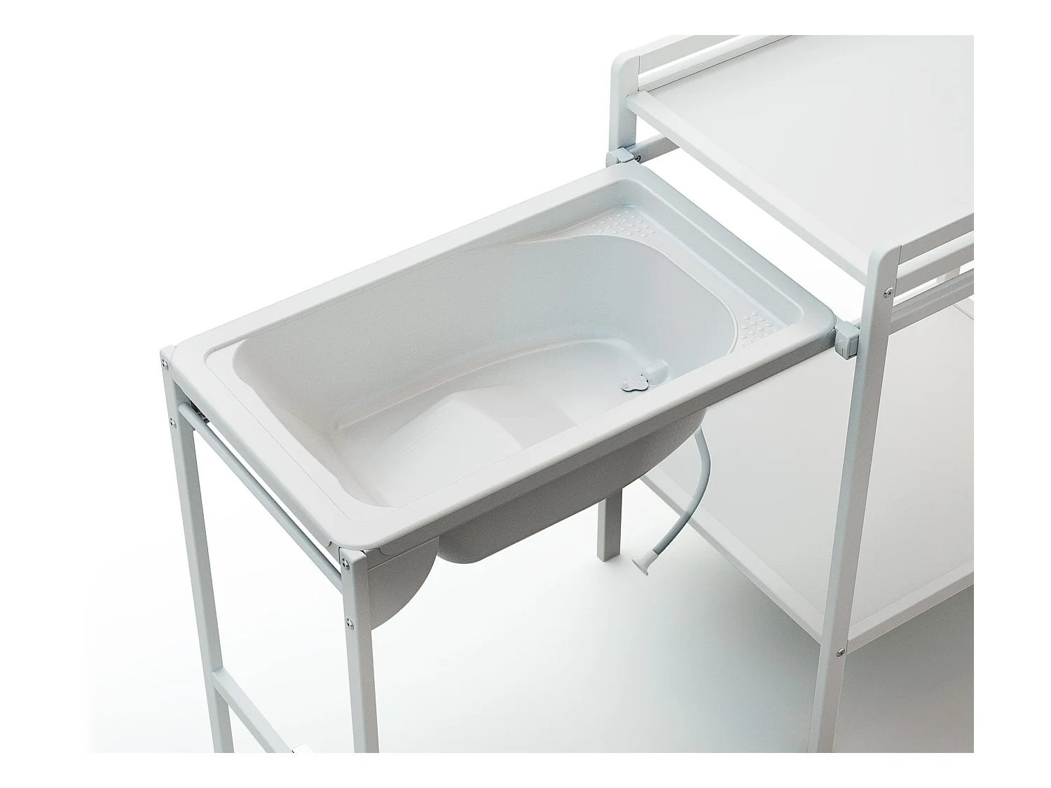 Mesa muda-fraldas com banheira ESSENTIEL de madeira Branco