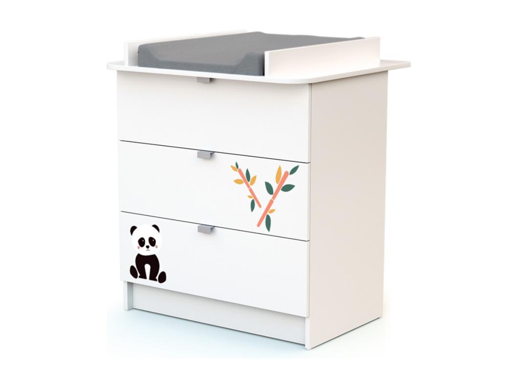 Cassettiera fasciatoio 3 cassetti legno Panda - Bianco - 79 x 65,5 x 92 cm ALBA