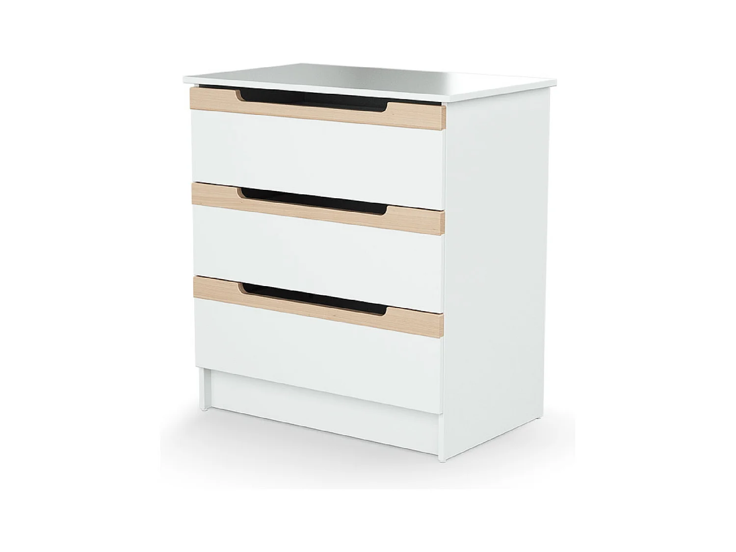 Commode à langer 3 tiroirs en bois CARROUSEL Blanc et Hêtre Verni