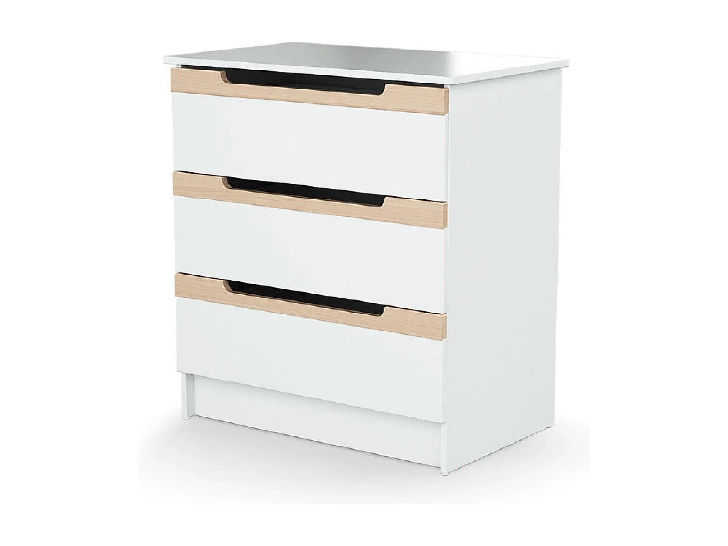 Cassettiera fasciatoio 3 cassetti CARROUSEL legno - Bianco/Faggio natural - 79 x 65,5 x 94 cm