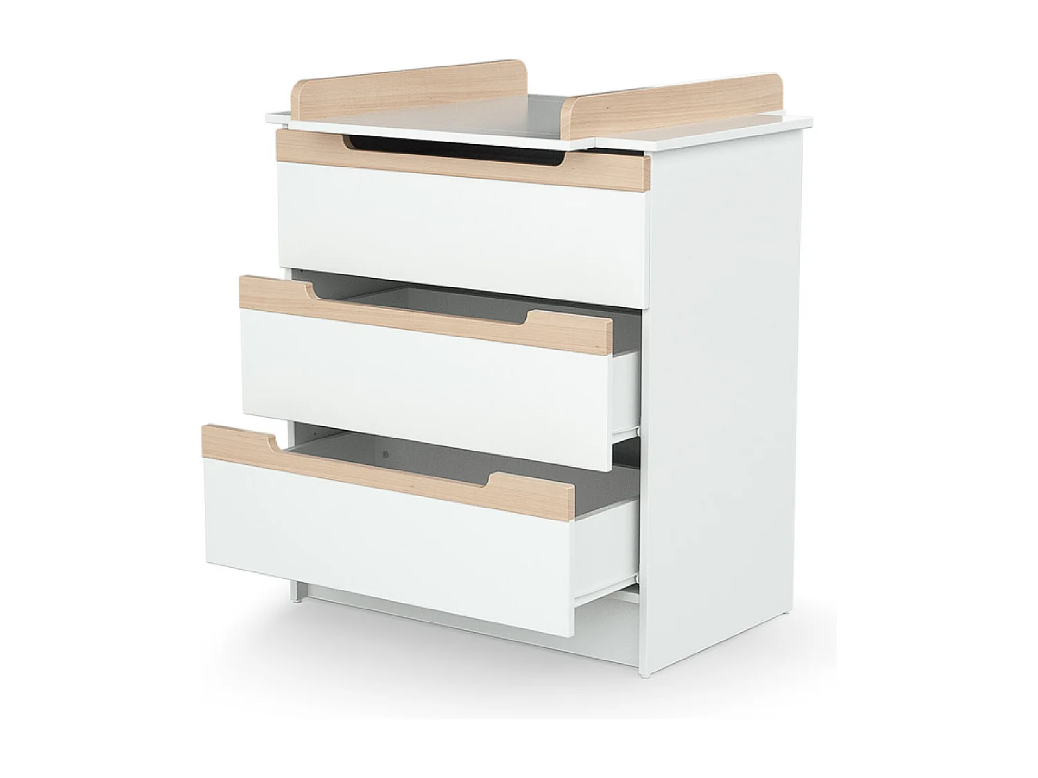 Cassettiera fasciatoio 3 cassetti CARROUSEL legno - Bianco/Faggio natural - 79 x 65,5 x 94 cm