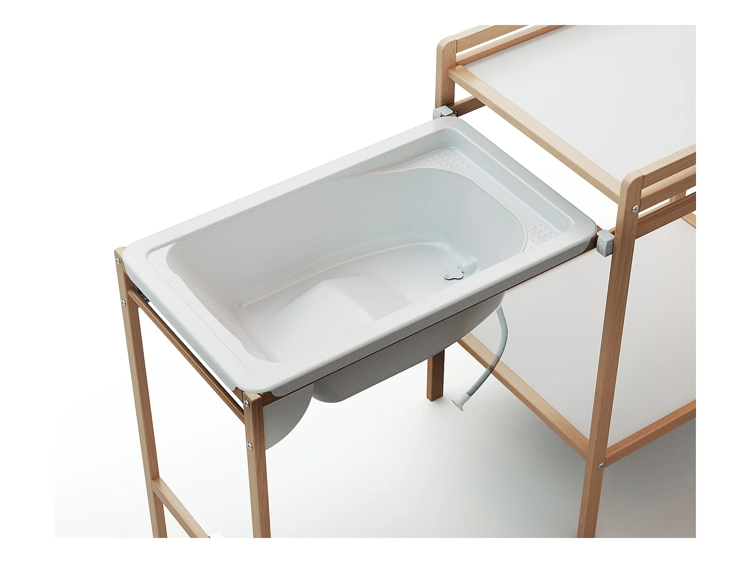 Table à Langer avec Baignoire en bois ESSENTIEL Hêtre Verni