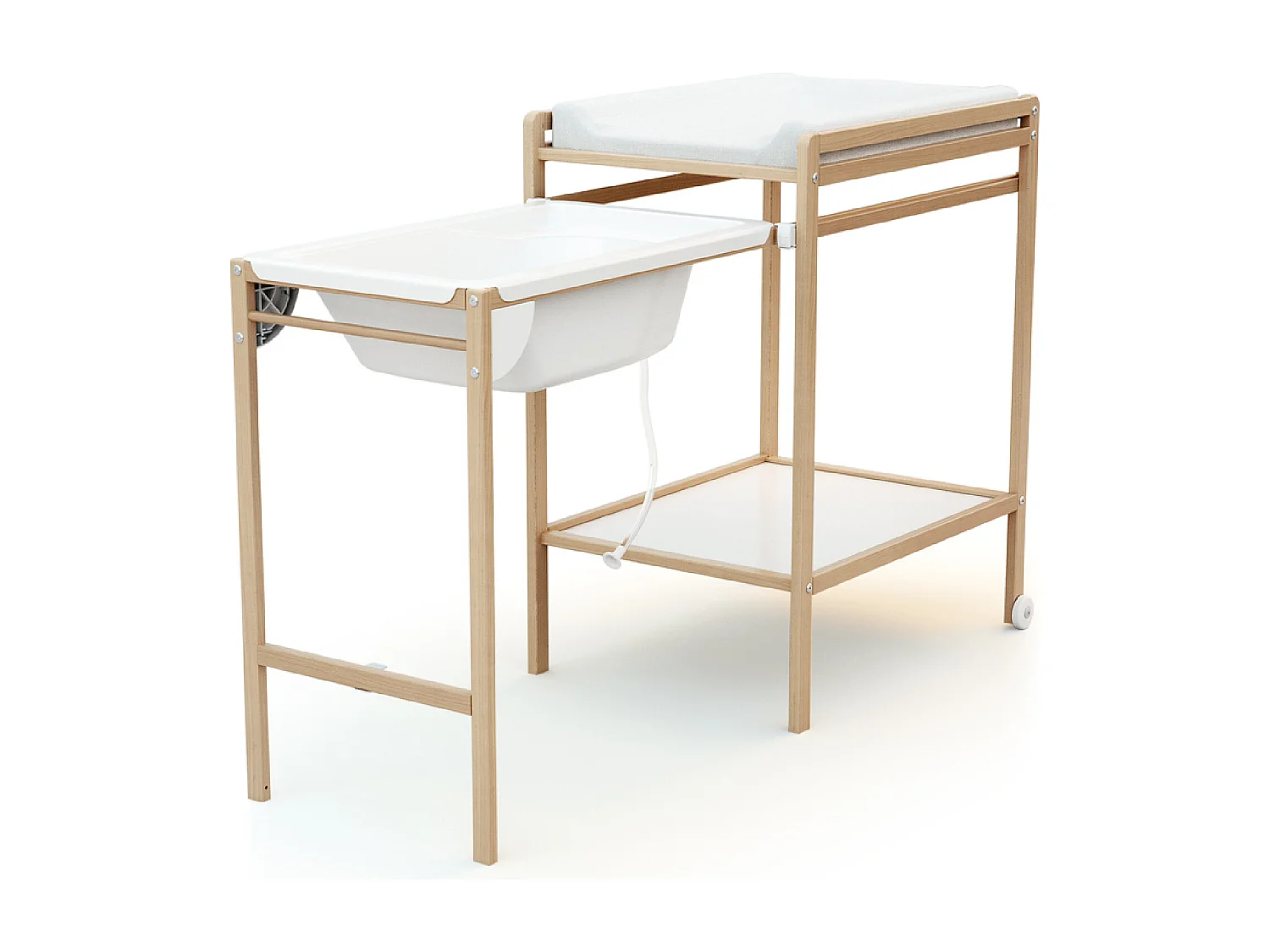 Wickeltisch mit Badewanne ESSENTIEL Holz Buche Lackiert