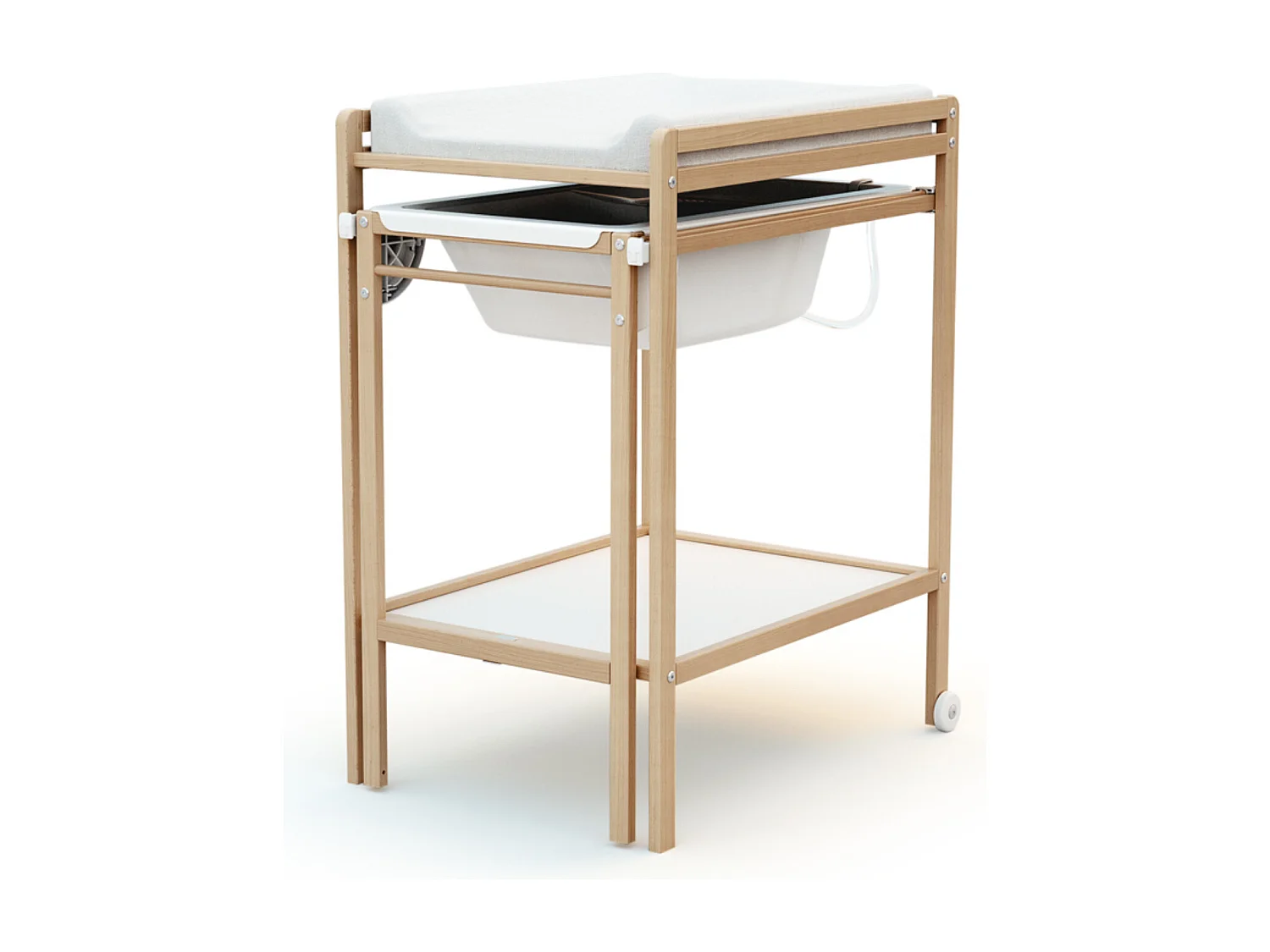 Wickeltisch mit Badewanne ESSENTIEL Holz Buche Lackiert