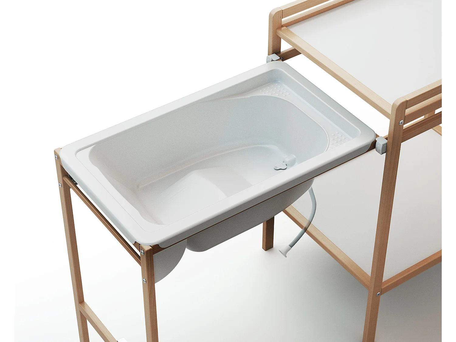 Wickeltisch mit Badewanne ESSENTIEL Holz Buche Lackiert