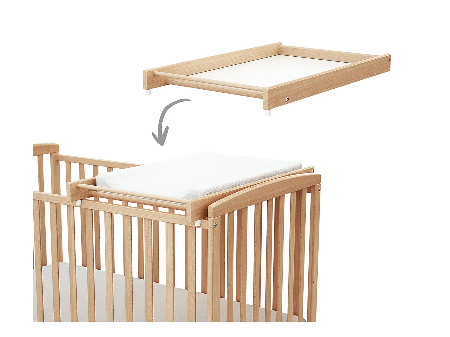 Ripiano fasciatoio rimovibile per lettino ESSENTIEL legno - Faggio verni - 60x120/70x140 cm