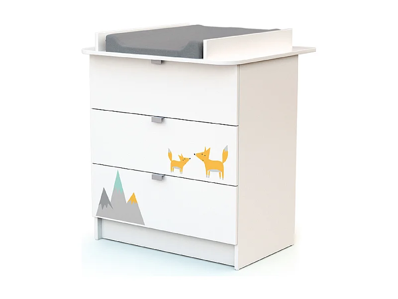 Wickelkommode 3 Schubladen Holz Weiß ALBA